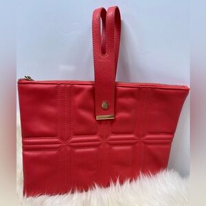 Poverty Flats Clutch Red Quilted Front Zip Top
